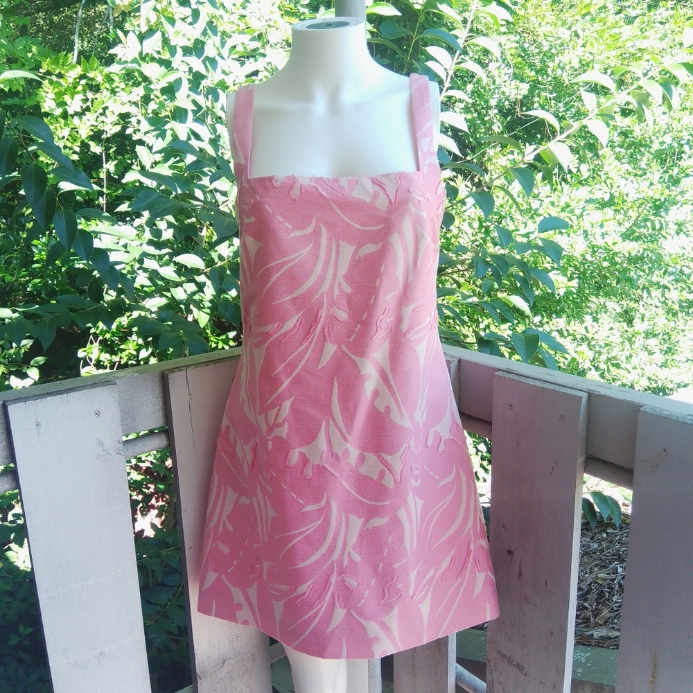 Alexis Illona Textured Jacquard Pink Mini Dress Women Medium - Picture 2 of 10